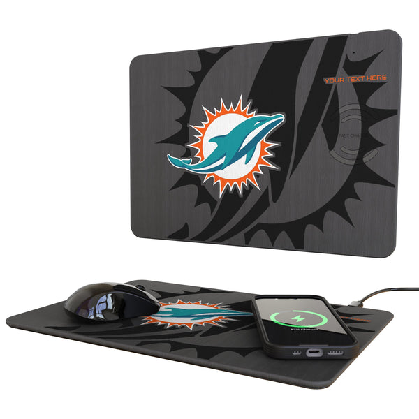 Miami Dolphins Personalized Tilt 15-Watt Wireless Charger and Mouse Pad