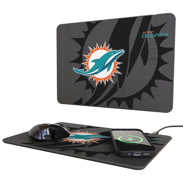 Miami Dolphins Monocolor Tilt 15-Watt Wireless Charger and Mouse Pad