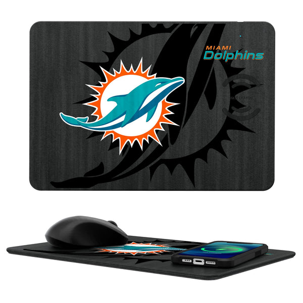 Miami Dolphins Monocolor Tilt 15-Watt Wireless Charger and Mouse Pad