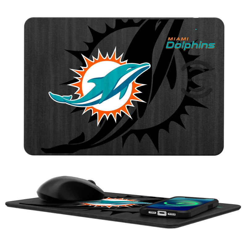 Miami Dolphins Monocolor Tilt 15-Watt Wireless Charger and Mouse Pad