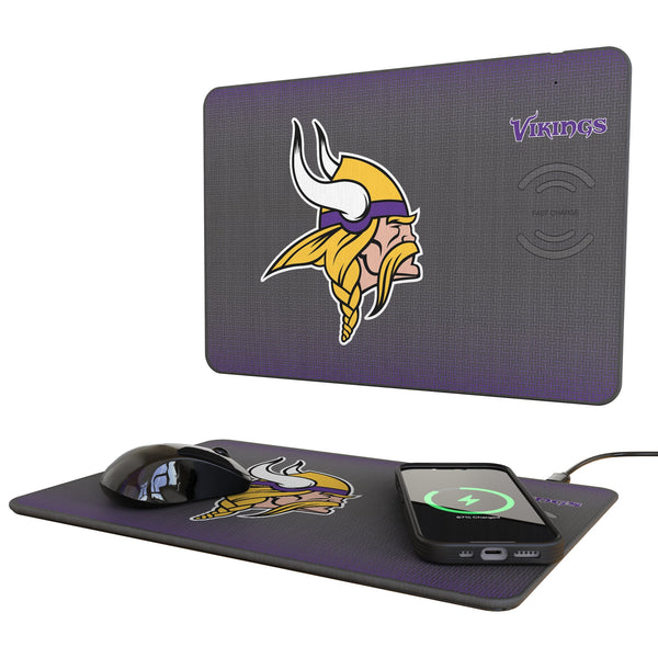 Minnesota Vikings Linen 15-Watt Wireless Charger and Mouse Pad