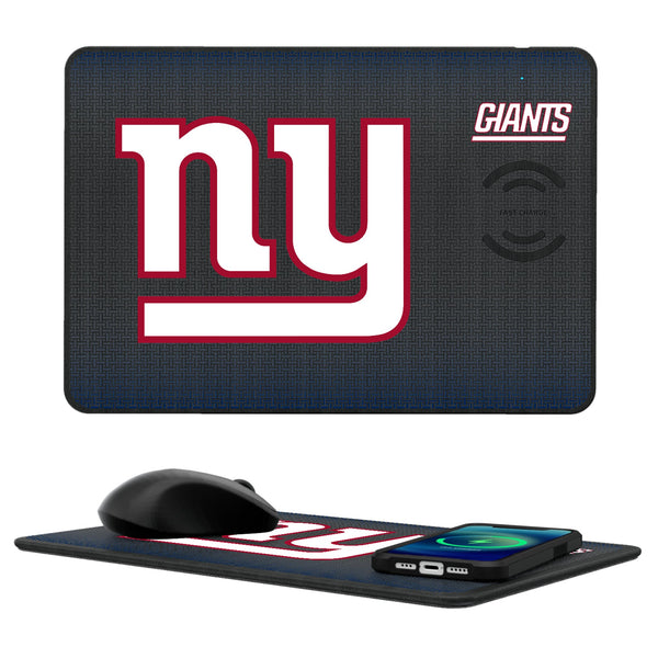 New York Giants Linen 15-Watt Wireless Charger and Mouse Pad