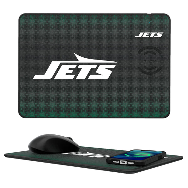 New York Jets Linen 15-Watt Wireless Charger and Mouse Pad