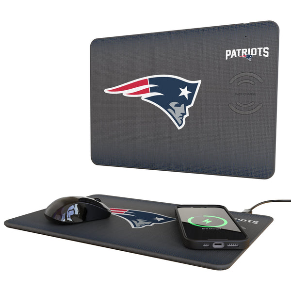 New England Patriots Linen 15-Watt Wireless Charger and Mouse Pad