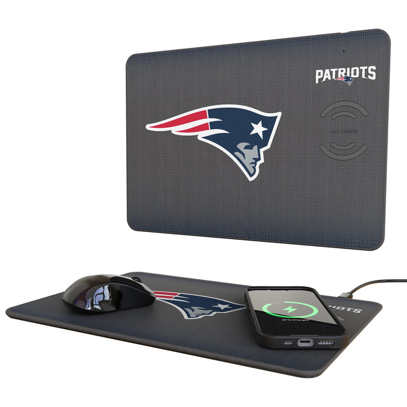New England Patriots Linen 15-Watt Wireless Charger and Mouse Pad