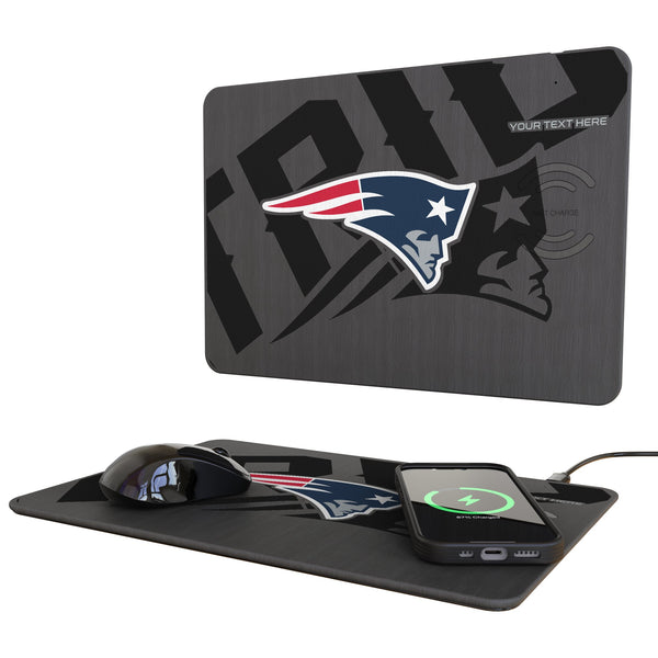 New England Patriots Personalized Tilt 15-Watt Wireless Charger and Mouse Pad