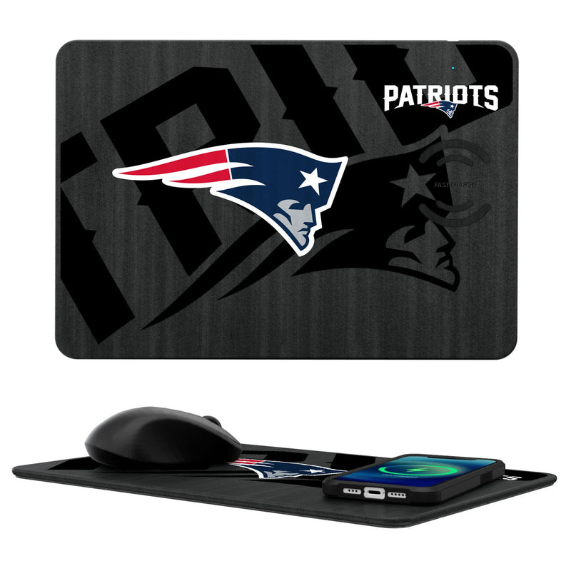 New England Patriots Monocolor Tilt 15-Watt Wireless Charger and Mouse Pad