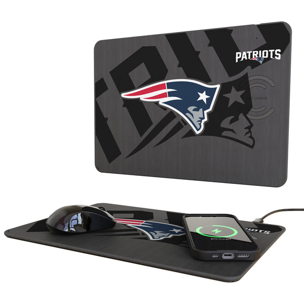 New England Patriots Monocolor Tilt 15-Watt Wireless Charger and Mouse Pad