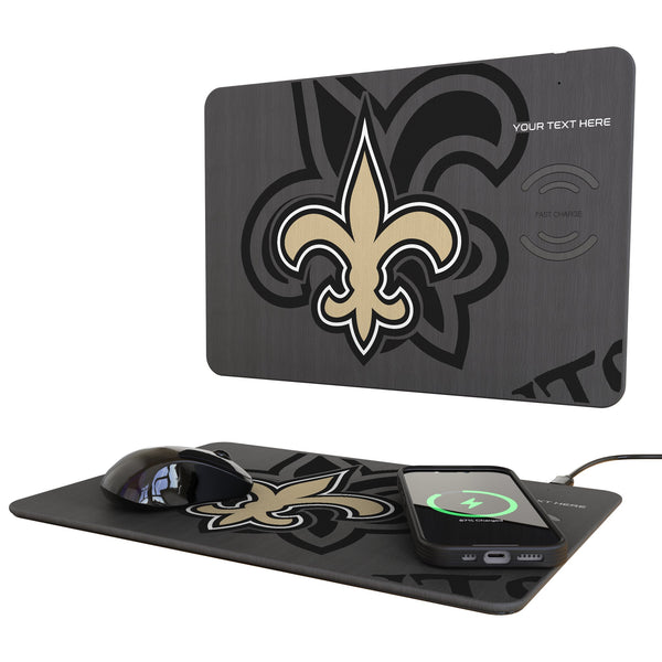 New Orleans Saints Personalized Tilt 15-Watt Wireless Charger and Mouse Pad