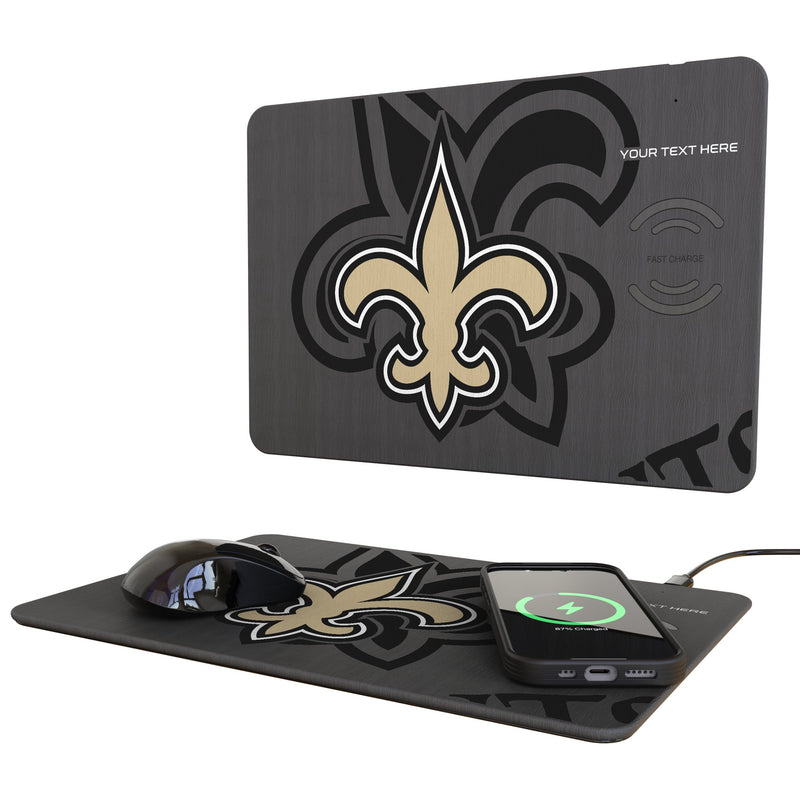 New Orleans Saints Personalized Tilt 15-Watt Wireless Charger and Mouse Pad
