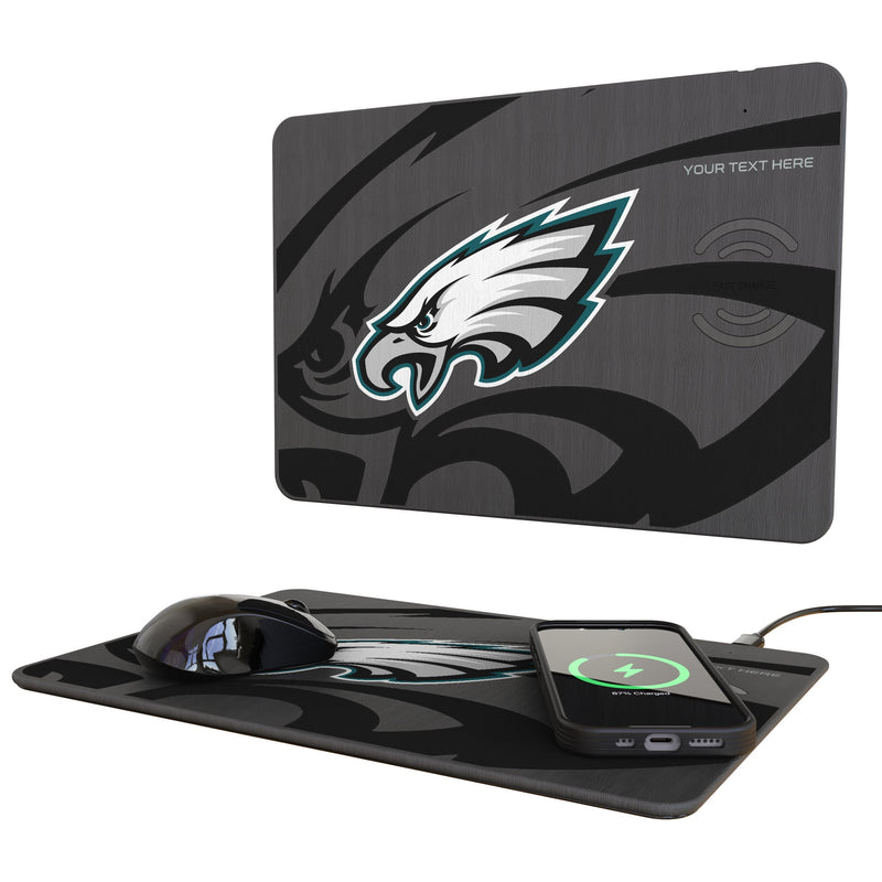 Philadelphia Eagles Personalized Tilt 15-Watt Wireless Charger and Mouse Pad
