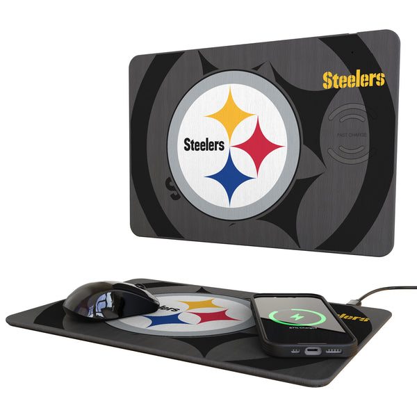 Pittsburgh Steelers Monocolor Tilt 15-Watt Wireless Charger and Mouse Pad