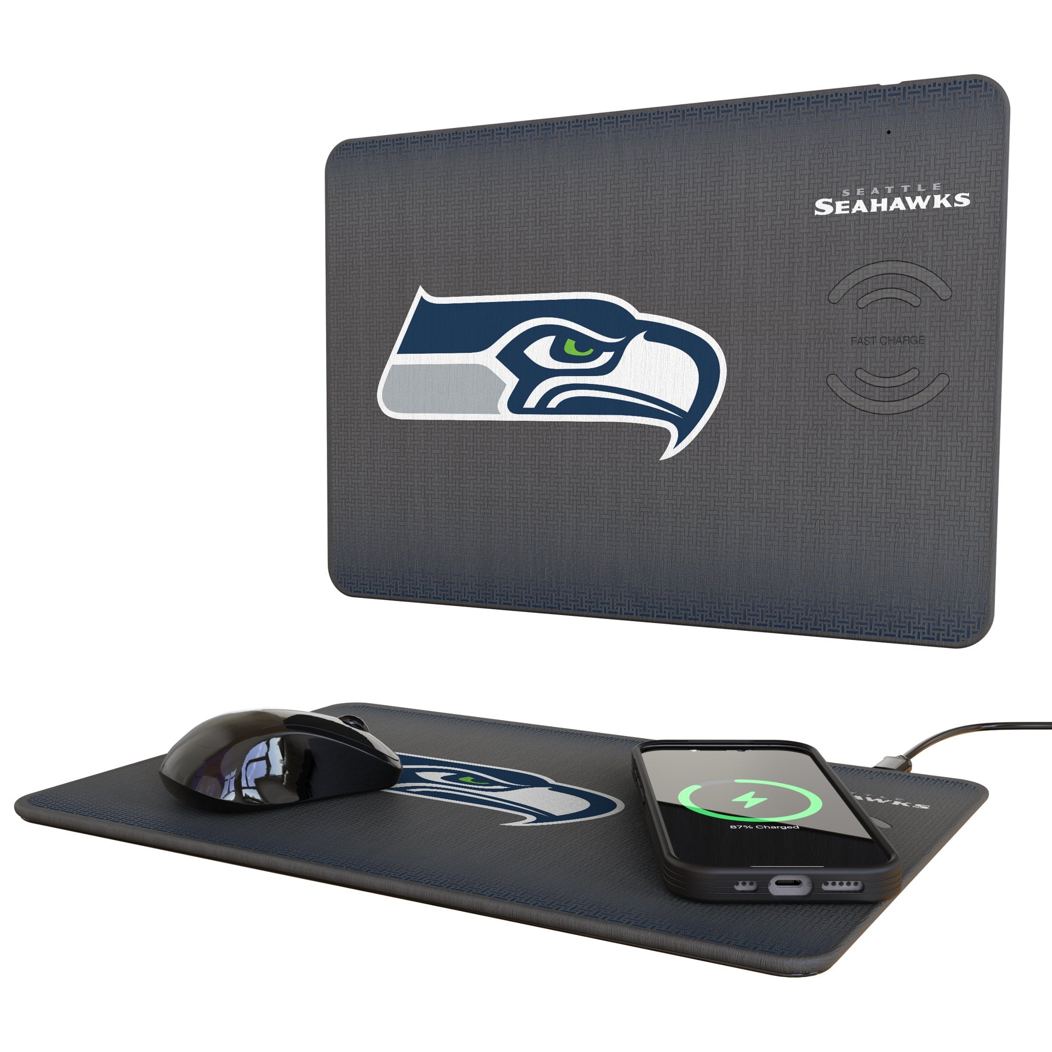 Seattle Seahawks Linen 15-Watt Wireless Charger and Mouse Pad