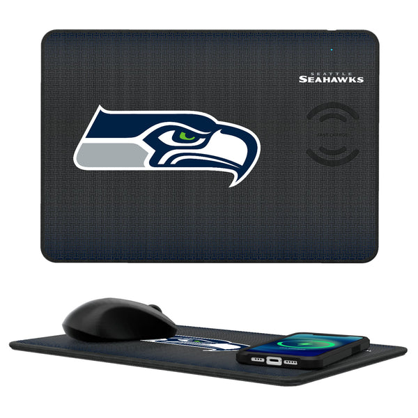 Seattle Seahawks Linen 15-Watt Wireless Charger and Mouse Pad