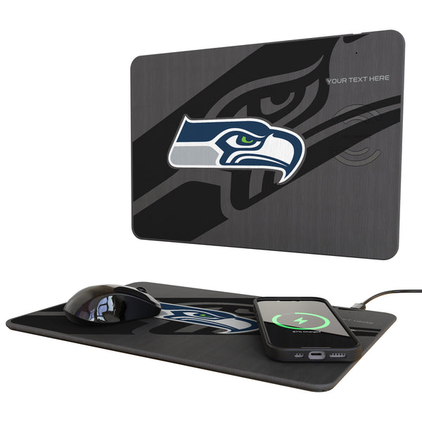 Seattle Seahawks Personalized Tilt 15-Watt Wireless Charger and Mouse Pad