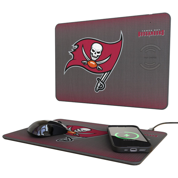 Tampa Bay Buccaneers Linen 15-Watt Wireless Charger and Mouse Pad
