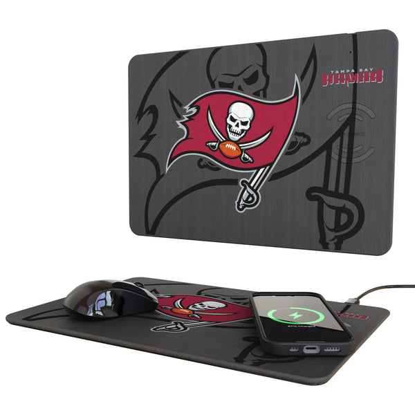 Tampa Bay Buccaneers Monocolor Tilt 15-Watt Wireless Charger and Mouse Pad