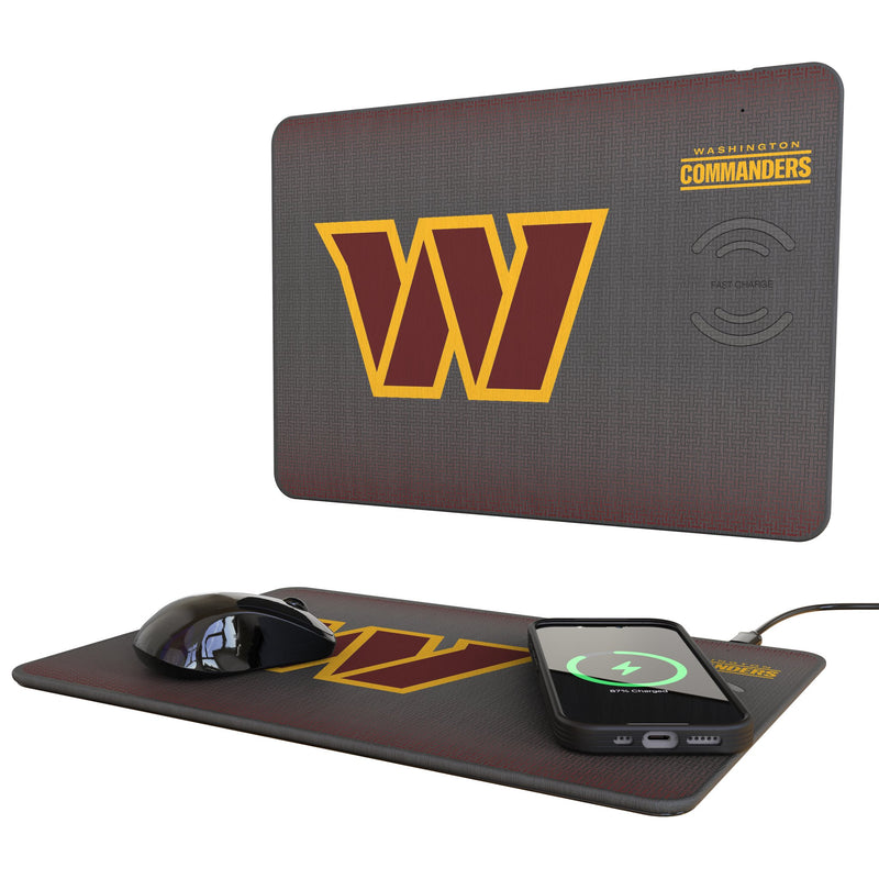 Washington Commanders Linen 15-Watt Wireless Charger and Mouse Pad