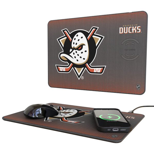Anaheim Ducks Linen 15-Watt Wireless Charger and Mouse Pad