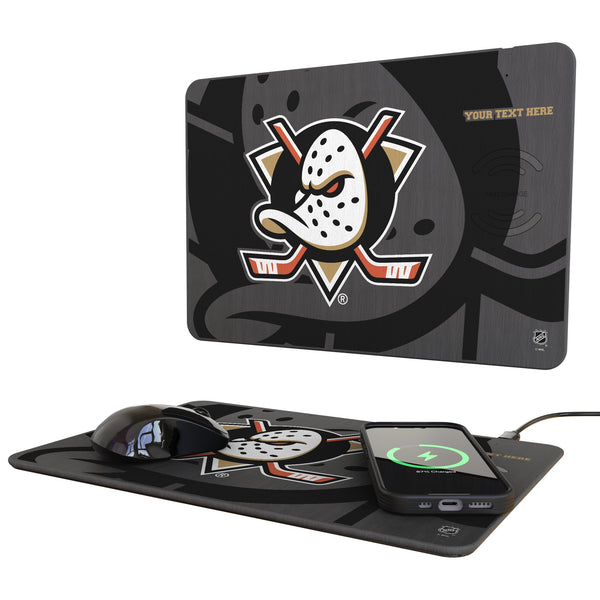 Anaheim Ducks Personalized Tilt 15-Watt Wireless Charger and Mouse Pad