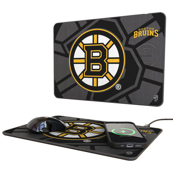 Boston Bruins Monocolor Tilt 15-Watt Wireless Charger and Mouse Pad