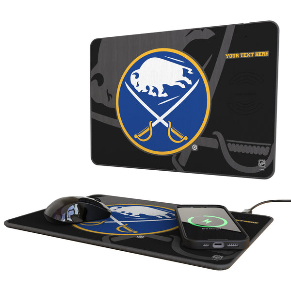 Buffalo Sabres Personalized Tilt 15-Watt Wireless Charger and Mouse Pad
