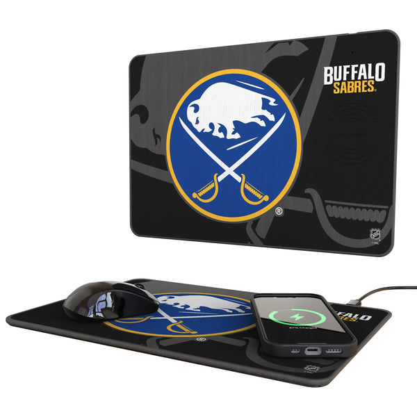 Buffalo Sabres Monocolor Tilt 15-Watt Wireless Charger and Mouse Pad