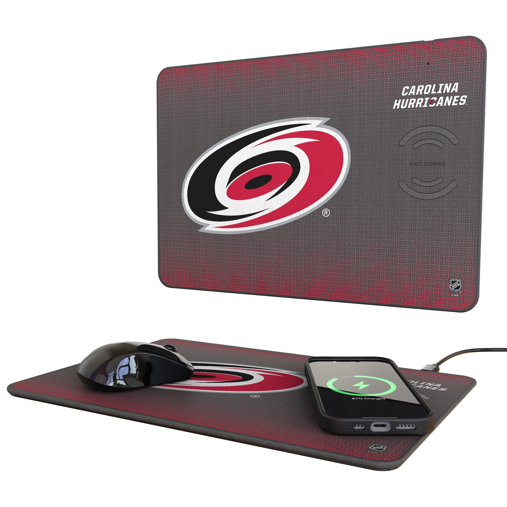 Carolina Hurricanes Linen 15-Watt Wireless Charger and Mouse Pad