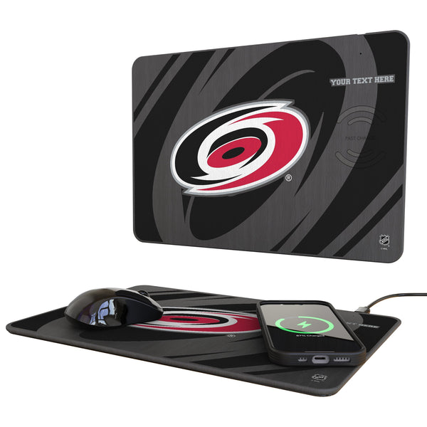 Carolina Hurricanes Personalized Tilt 15-Watt Wireless Charger and Mouse Pad