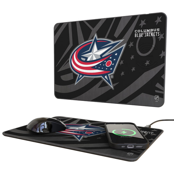 Columbus Blue Jackets Monocolor Tilt 15-Watt Wireless Charger and Mouse Pad