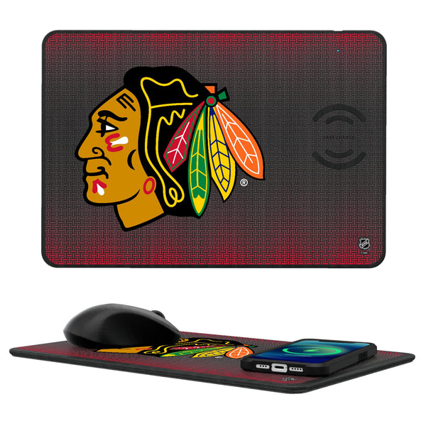 Chicago Blackhawks Linen 15-Watt Wireless Charger and Mouse Pad