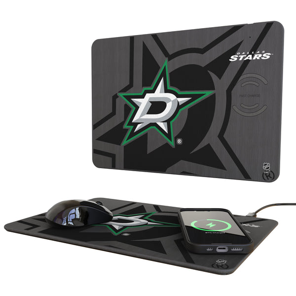 Dallas Stars Monocolor Tilt 15-Watt Wireless Charger and Mouse Pad