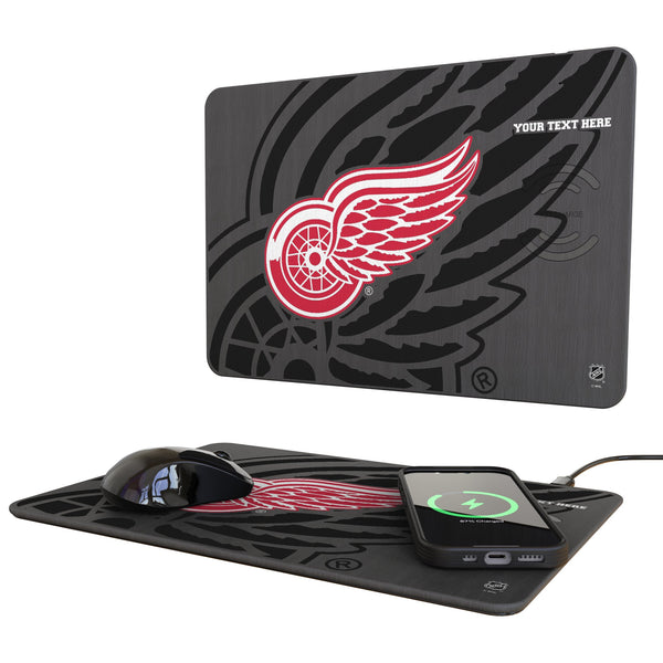 Detroit Red Wings Personalized Tilt 15-Watt Wireless Charger and Mouse Pad