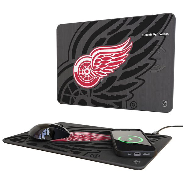 Detroit Red Wings Monocolor Tilt 15-Watt Wireless Charger and Mouse Pad