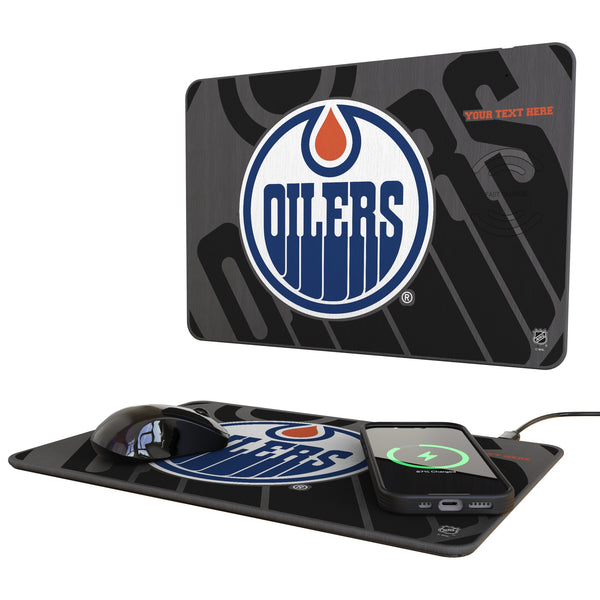 Edmonton Oilers Personalized Tilt 15-Watt Wireless Charger and Mouse Pad