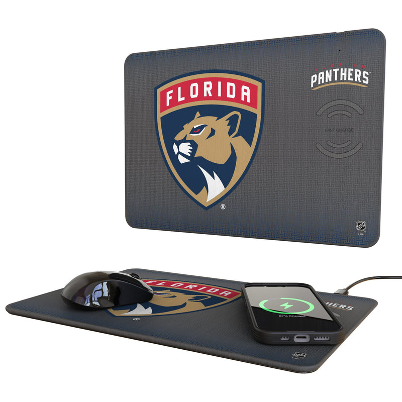 Florida Panthers Linen 15-Watt Wireless Charger and Mouse Pad