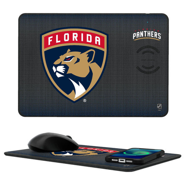 Florida Panthers Linen 15-Watt Wireless Charger and Mouse Pad