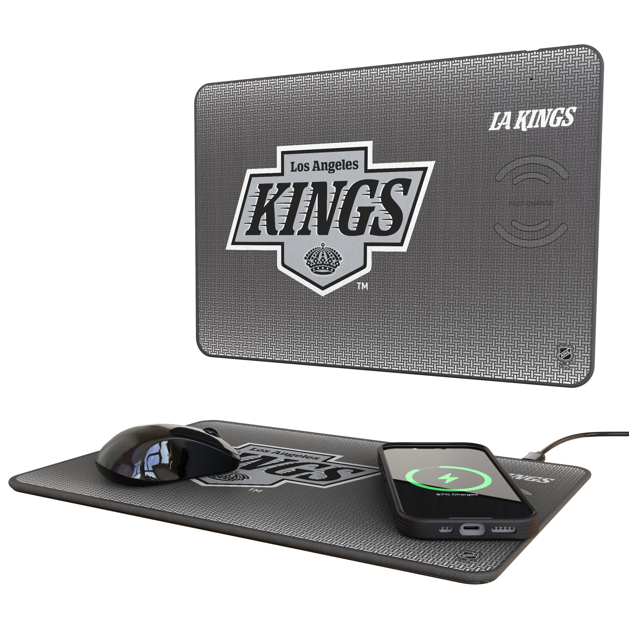 LA Kings Linen 15-Watt Wireless Charger and Mouse Pad
