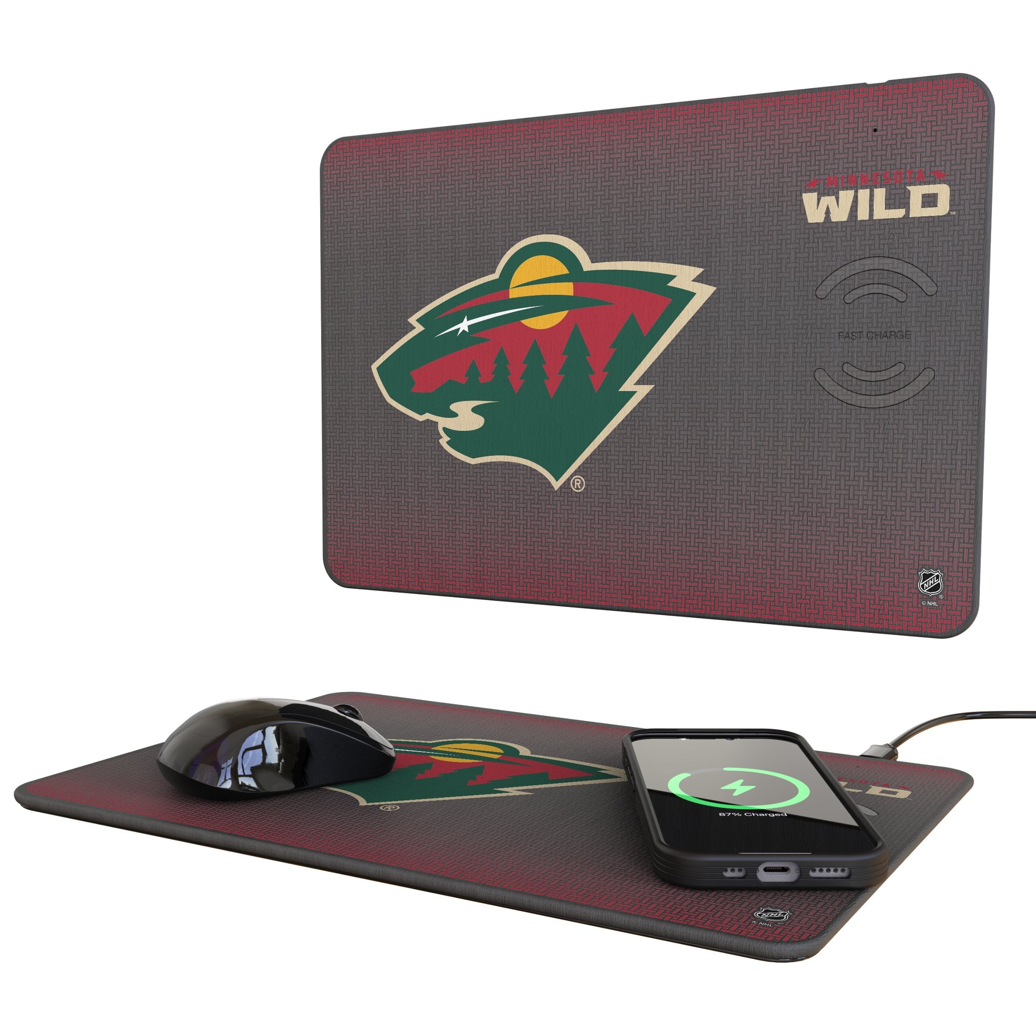 Minnesota Wild Linen 15-Watt Wireless Charger and Mouse Pad
