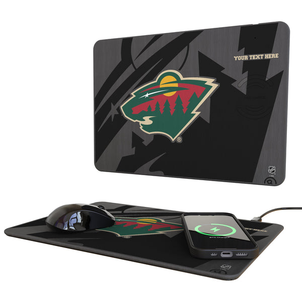 Minnesota Wild Personalized Tilt 15-Watt Wireless Charger and Mouse Pad
