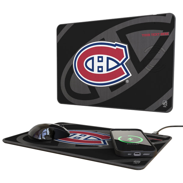 Montreal Canadiens Personalized Tilt 15-Watt Wireless Charger and Mouse Pad