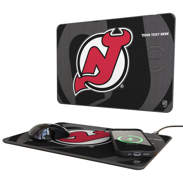 New Jersey Devils Personalized Tilt 15-Watt Wireless Charger and Mouse Pad