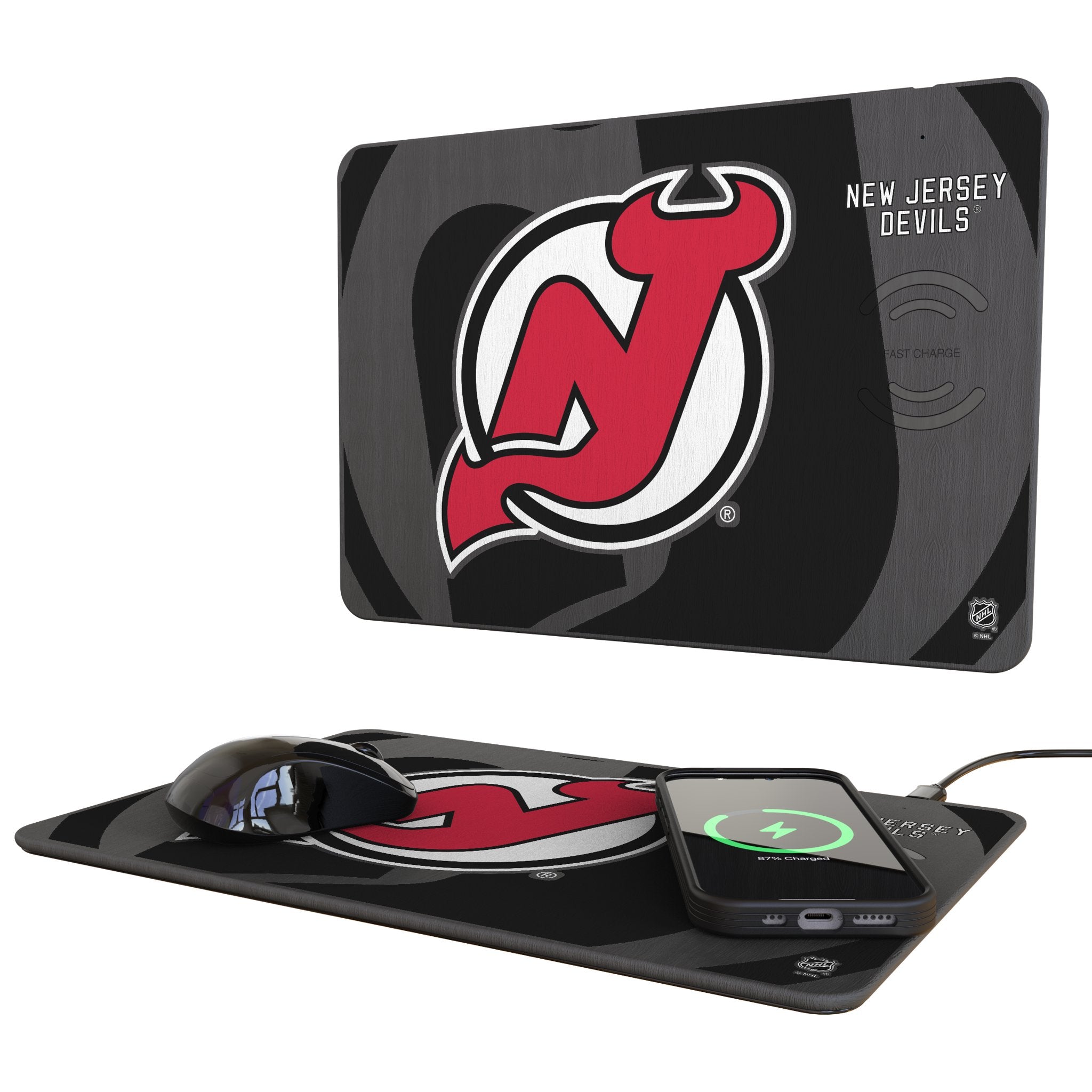 New Jersey Devils Monocolor Tilt 15-Watt Wireless Charger and Mouse Pad