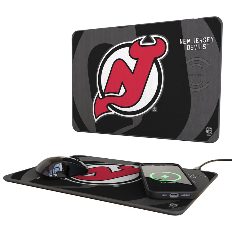 New Jersey Devils Monocolor Tilt 15-Watt Wireless Charger and Mouse Pad