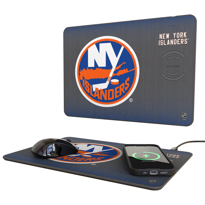 New York Islanders Linen 15-Watt Wireless Charger and Mouse Pad
