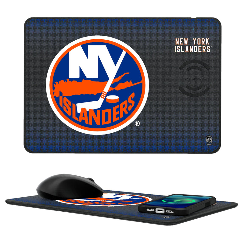 New York Islanders Linen 15-Watt Wireless Charger and Mouse Pad