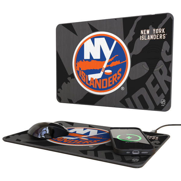 New York Islanders Monocolor Tilt 15-Watt Wireless Charger and Mouse Pad