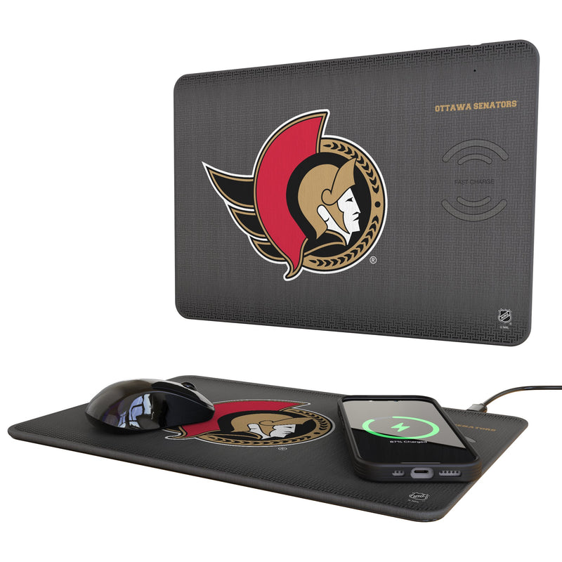 Ottawa Senators Linen 15-Watt Wireless Charger and Mouse Pad