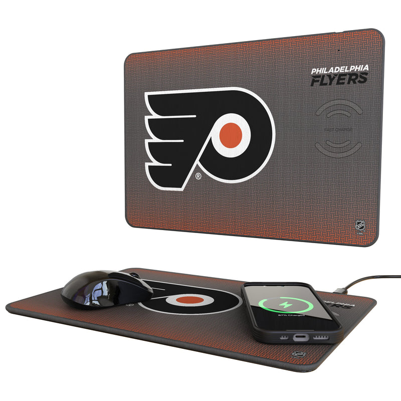 Philadelphia Flyers Linen 15-Watt Wireless Charger and Mouse Pad