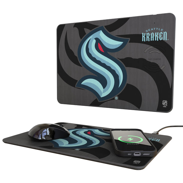 Seattle Kraken Monocolor Tilt 15-Watt Wireless Charger and Mouse Pad